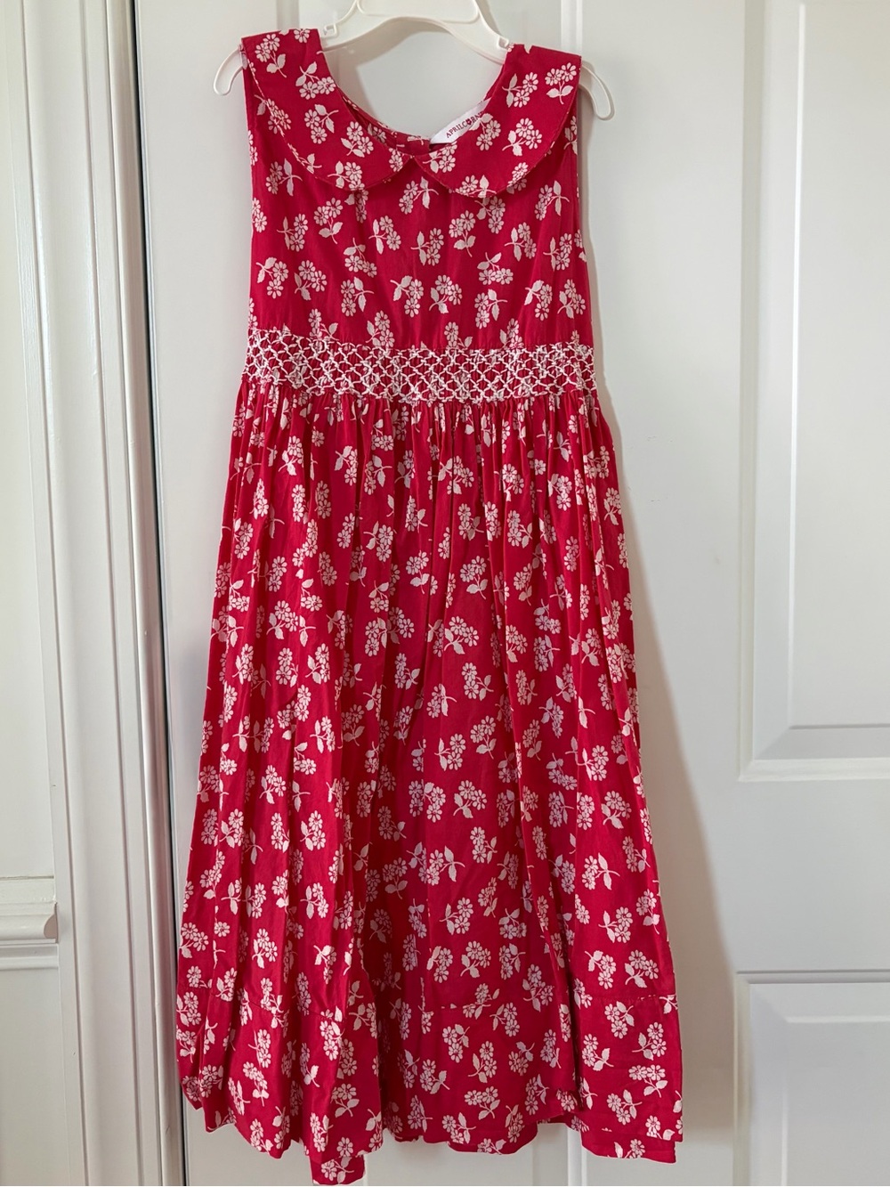 April Cornell Girls Red Floral Peter Pan Collar Dress Size 9/10
